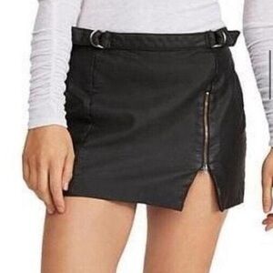 Free People Black Pencil Mini Skirt with Slit for Work